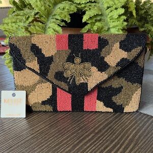 Kaylee New York Beaded Bee Clutch Crossbody Bag NWT